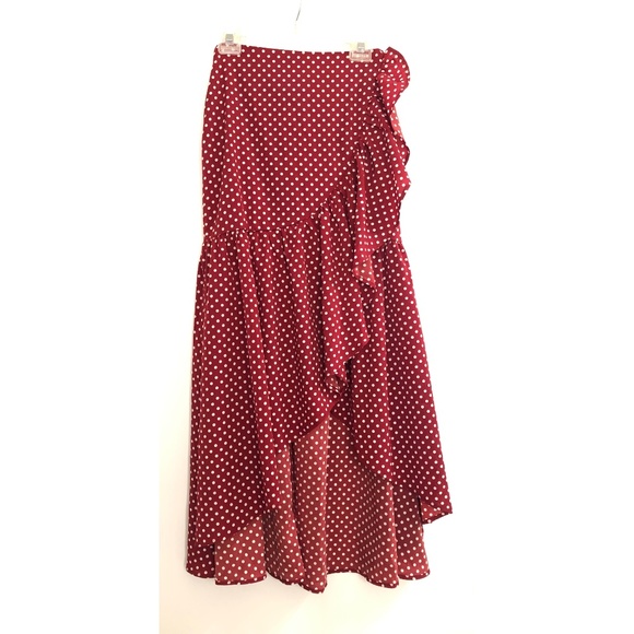 Moon Collection Dresses & Skirts - The Moon Red White Polka Dot Maxi Ruffle Skirt